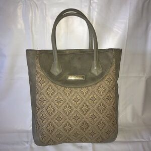 Murano Taupe Tapestry & Faux Suede Tote Bag